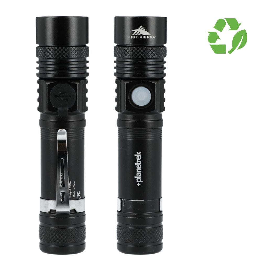 High Sierra® Recycled Rechargeable Flashlight | 160 Lumens | Eco